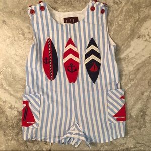 Lil Cactus Surfboards & Sailboats Shortall 3-6mo